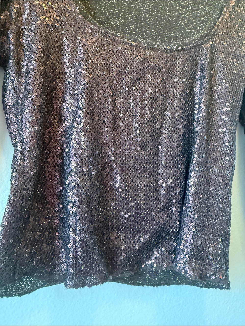 Intimately Free People Late Night Disco Brown Sequin Scoop-Neck Lng Sleeve Top L - Picture 11 of 15